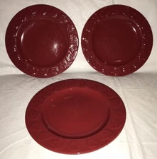 3 Harry and David Fall Maple Leaf Salad Plates Autumn Color Fall 8.25" Burgundy