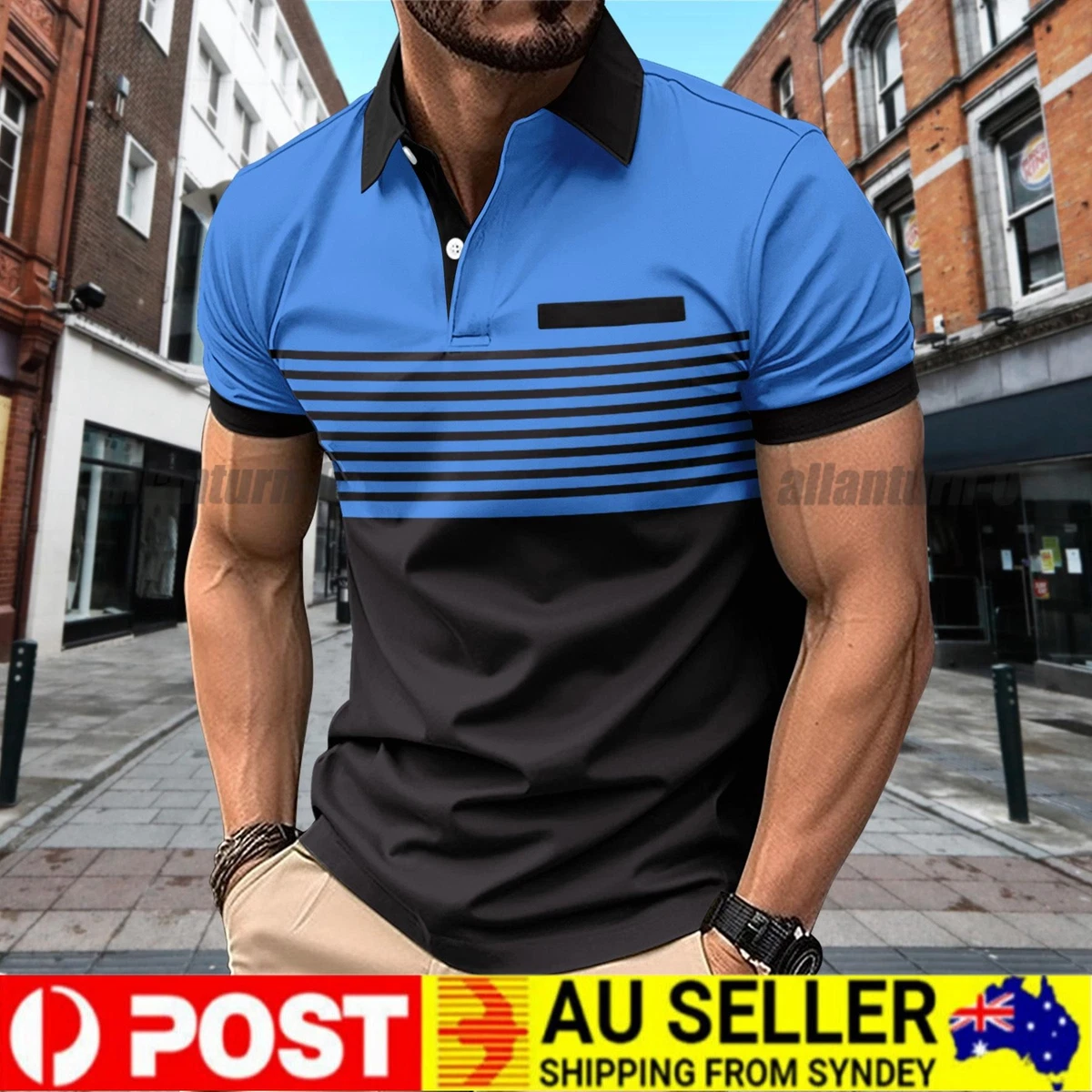Mens Colorblock Polo Shirt Slim Fit T Shirts Men Short Sleeve Casual Golf Tops