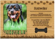 Rottweiler Engraved Wood Picture Frame Magnet