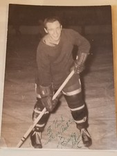 Original NHL 6 New York Rangers Bruce Cline 2 Signed Hockey Photo 1956 Set of 2