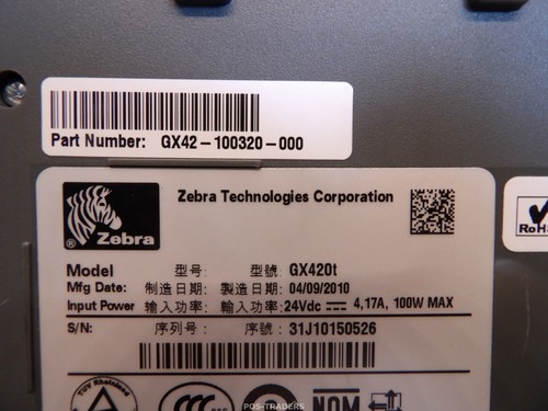 Zebra GX420T 104mm Thermal Label Printer 203dpi USB Serial - FEED BUTTON DEFECT - Afbeelding 7 van 7