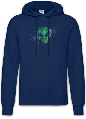 Pixel Green Alien Face Hoodie Kapuzenpullover Area Beam Arcade Saucers Gamer