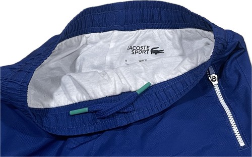 Lacoste Boys Track Pants Blue Lined Jogger Cinch Waist Size 8 / 128 Cm - Picture 4 of 8