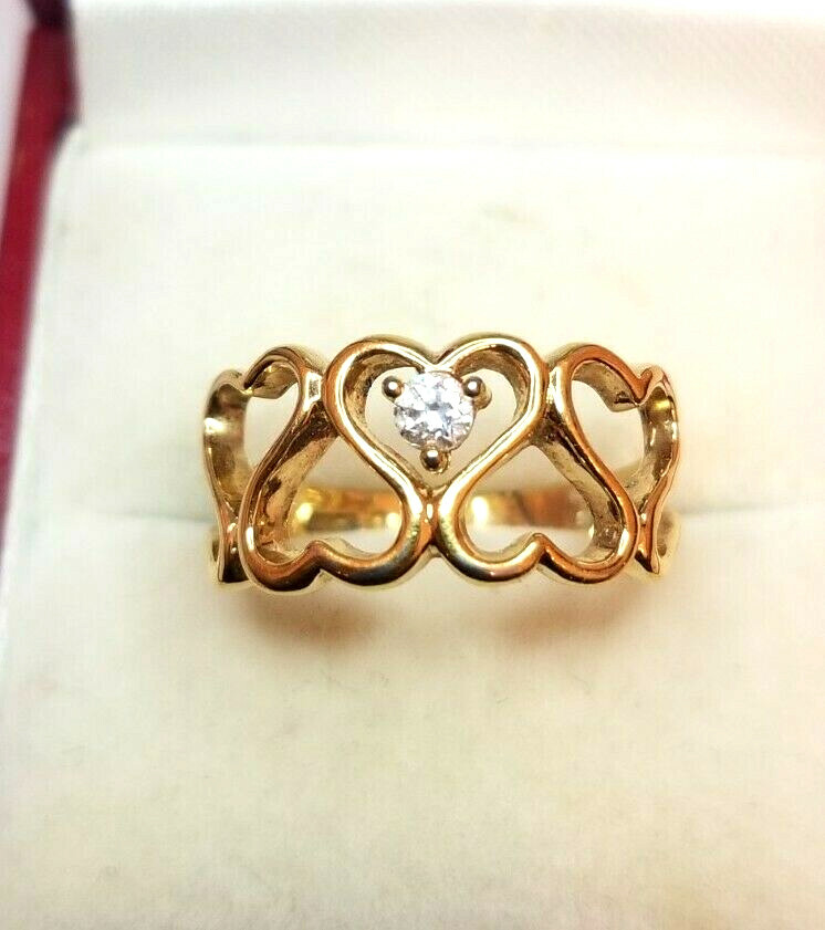 Awesome Multi Heart Rhinestone Ring Cocktail Swir… - image 8