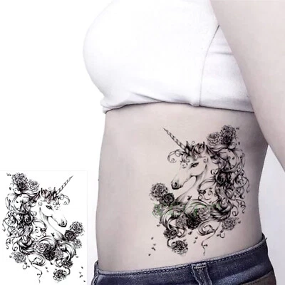 MARKENLOS Tatuaggio Temporaneo Unicorno Unicorno Colorato Impermeabile Una Volta Adesivo