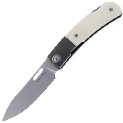 Maxace Beetle 2.0 Lockback White & Gray Titanium Folding MagnaCut Knife MM361A