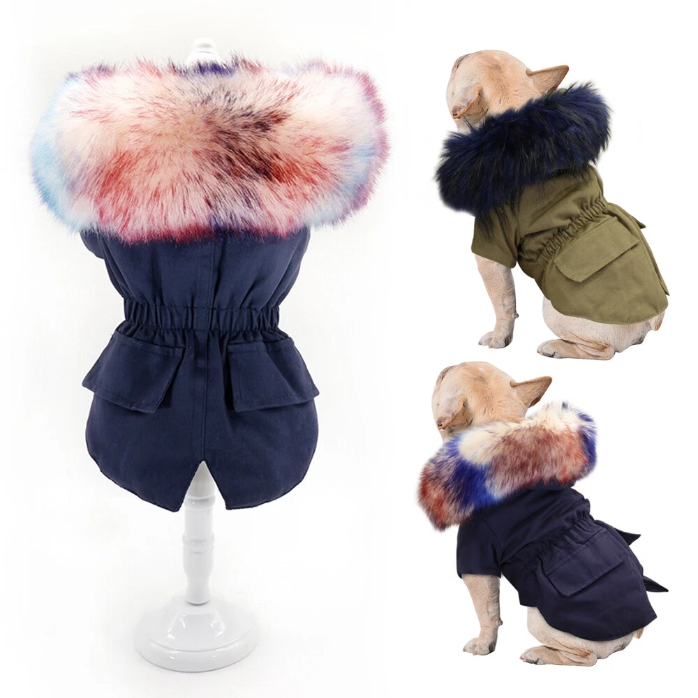 Dog coat with fur collar cheap