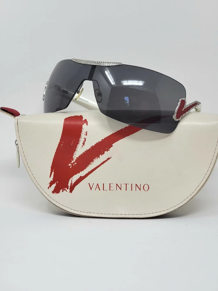 Valentino Shield Sunglasses Valentino 5416/s Sunglass Swarovski Crystals White