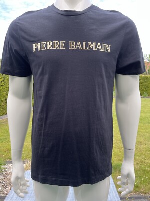 PIERRE BALMAIN MENS ICONIC TOP LOGOSHIRT GOLD LOGO SHIRT KURZARM T-SHIRT-Gr.M