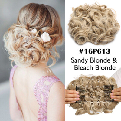 THICK Chignon Messy Bun Updo Clip in Hairpiece Real as Human Hair Extensions US