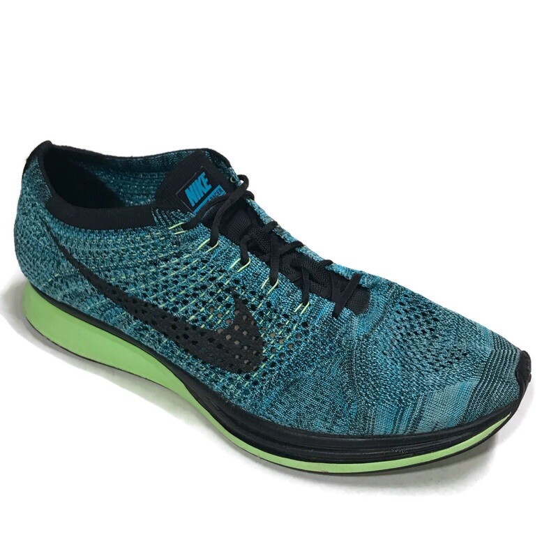 Nike Mens Flyknit Racer Size 13 Blue Lagoon Black Running  display picture 3