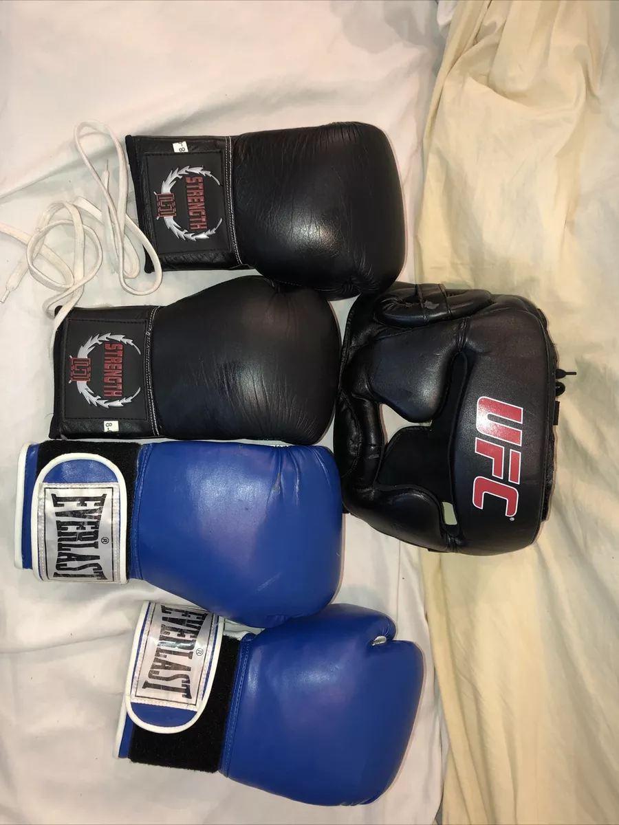 Everlast boxing gloves sales and headgear set