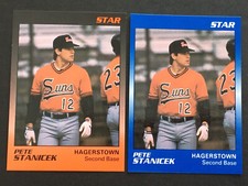 PETE STANICEK -- *RARE* 1989 Hagerstown Suns STAR GLOSSY BLUE + BASE ~ Orioles