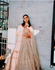 Presenting Beige Kasturi Silk Lehenga Choli With Dupatta For Indian Wedding