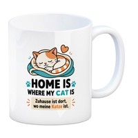 Kaffeebecher Katze - Kaffeetasse Mit Tiermotiv Tasse Mit Spruch: Zuhause Ist