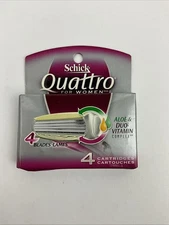 Schick Quattro for Women Aloe & Duo-Vitamin Complex 4 Cartridges New Old Stock