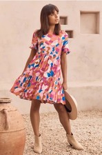 Mister Zimi Autumn Olivia In Mosaic Mini Dress Size AU 6 US 2 Blue Pink Tiered