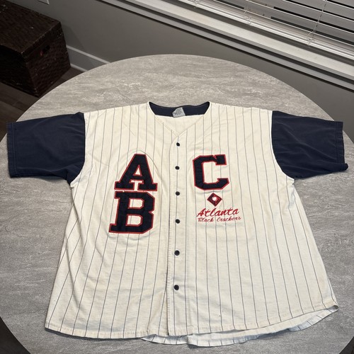 Vintage 90s Negro Leagues Jersey 2XL Atlanta ABC Atlanta Black Crackers Striped