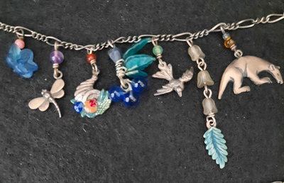 VTG~ LUCY ISAACS Jewelry NYC~RAINFOREST~STERLING NECKLACE~FLORA