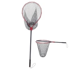 Fishing Landing Net with Long Handle Non-Telescopic,Large Rubber Fishing Net 