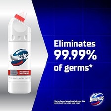 Domestos White & Sparkle Thick Bleach 750ml Kills 99.99% Germs Cleaner 8.00 per litre