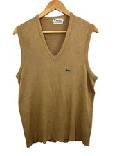 Vtg Lacoste Vest V-neck Tan Izod Large Men  s Acrylic 1960s Grandpacore Preppy