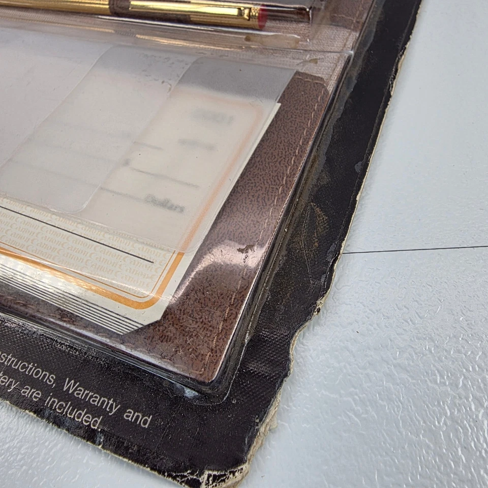 VTG Canon Checkbook III Money Manager Calculator Check Holder Brown NOS - Image 3 of 4