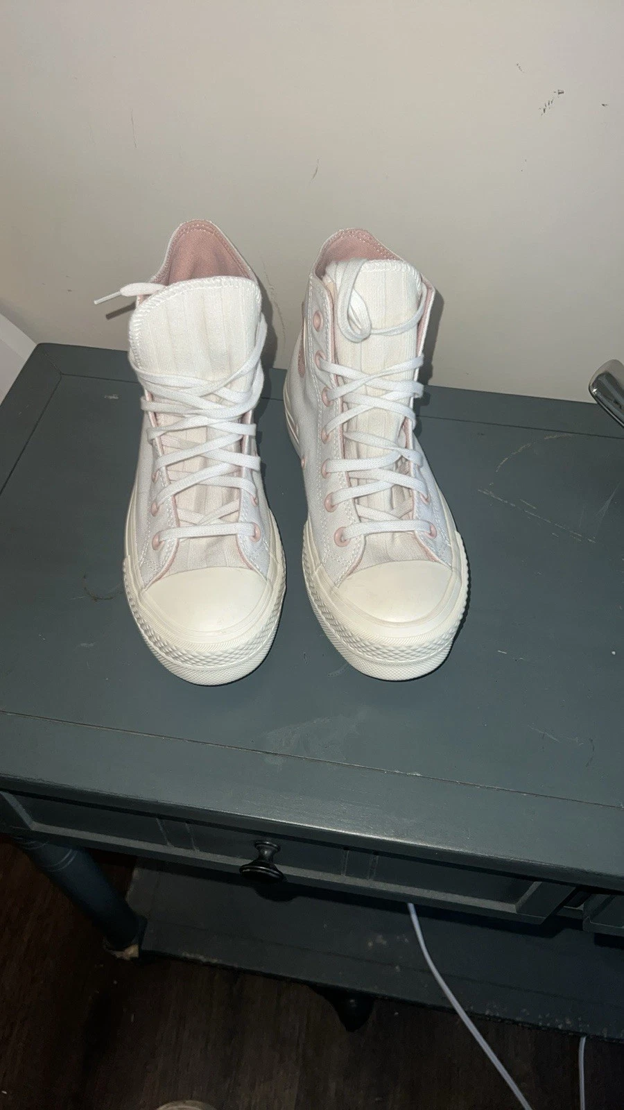 CONVERSE Mandrini donna Convers alti 6 5 bianchi con rosa