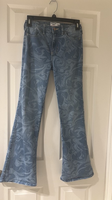 Abercrombie Kids Girls High Rise Flare Jeans Swirl/Marble Pattern Size 13/14
