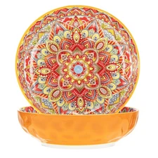 Boho Large Serving Bowls, 10.2 Inch Fruit Salad Bowls, Decorative Serving Dis...
