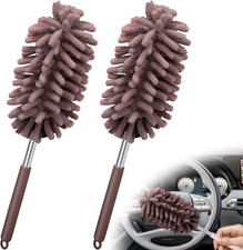 2 PCS Car Interior Duster with Extension Pole, Microfiber Car Dusters with Benda