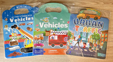 3 Reusable Sticker Books for Kids Vehicles Truck Traffic Educational Learning