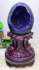 1213LB natural amethyst geode cluster dinosaur egg healing specimen decor +stand