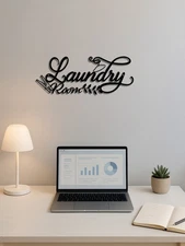 Vintage Metal Wall Sign W Pediment - Laundry, Bar, Cafe Decor,Retro Plaque Art