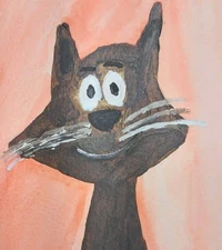 GAT Oil Painting IMPRESSIONISM WHIMSICAL ANIMALS Original 4x6 Black Cat Kitten