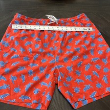 XL Swim Trunks Red Turtle Print Board Shorts Mesh Lined Beach Pool