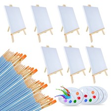 Easel Set 58 Pcs Painting Set 7 Pcs 14 Inch Easel 7Pcs 8x10 Paint Canvas 40 B...