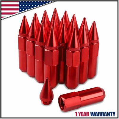 20PCS M12X1.5 Spiked Nuts for Rims Aluminum Extended Tuner Lug Nuts  60MM Red