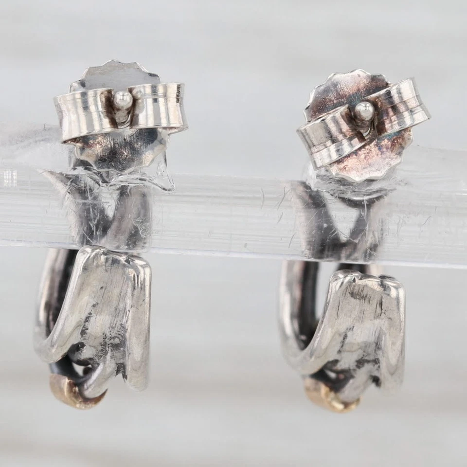 Pandora Small Silver Rope Intertwined Earrings Sterling Silver 14k Gold 290263 - Image 3 of 4