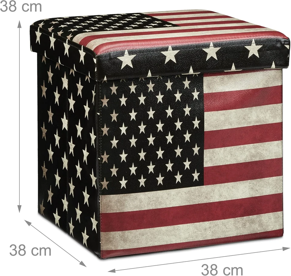 Klapphocker 38 cm Stabil Fußhocker Sitzwürfel mit Stauraum Kunstleder - Bild 3 von 4