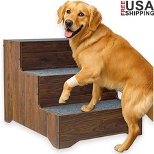 Wooden Dog Stairs Non-Slip Pet Steps Large Small Medium Dogs Cats Heavy Duty New