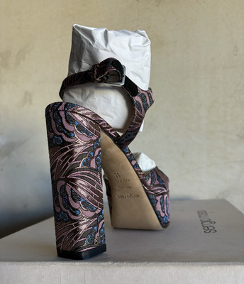 Sergio Rossi Women s Platform Peep Toe Ankle Strap Buckle Paisley 5