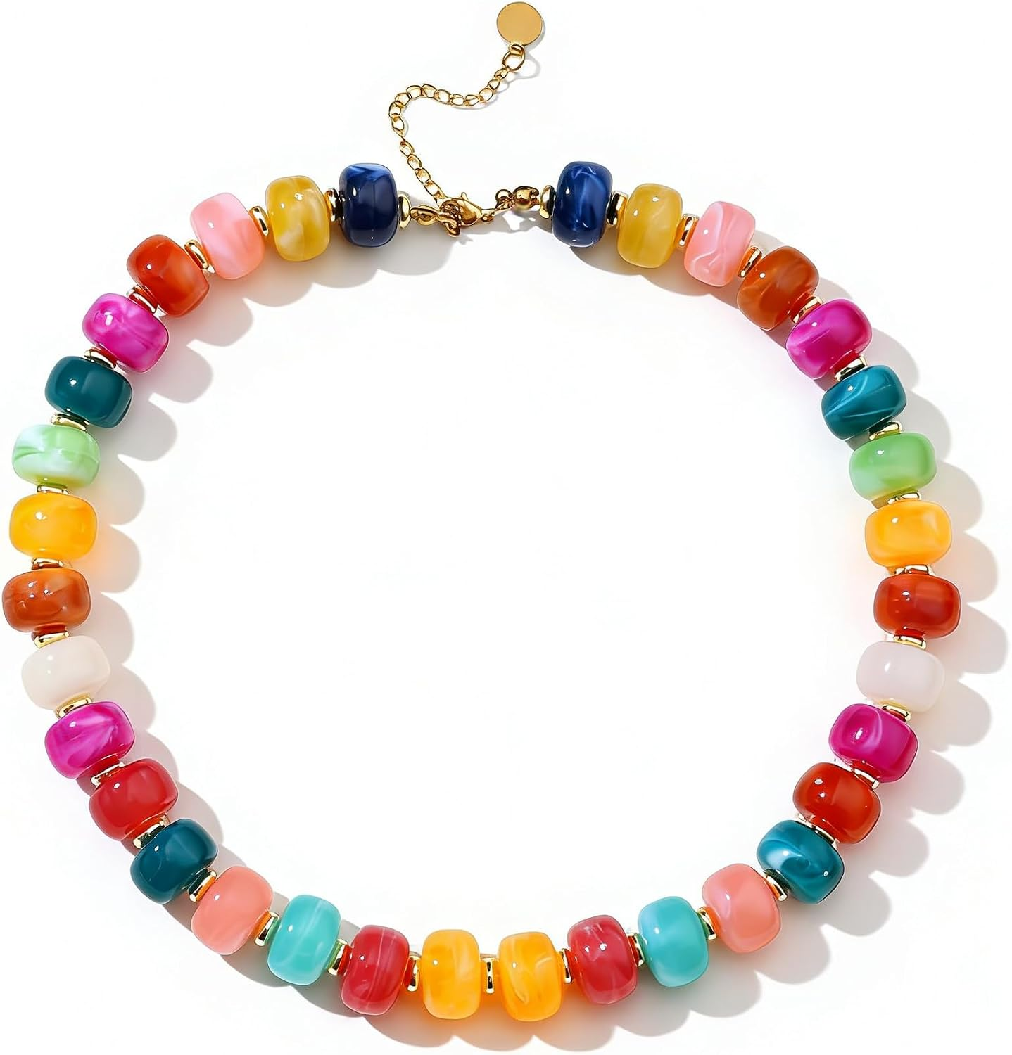 Chunky Beaded Statement Necklace for Women Trendy Colorful Boho Resin Bead Choke
