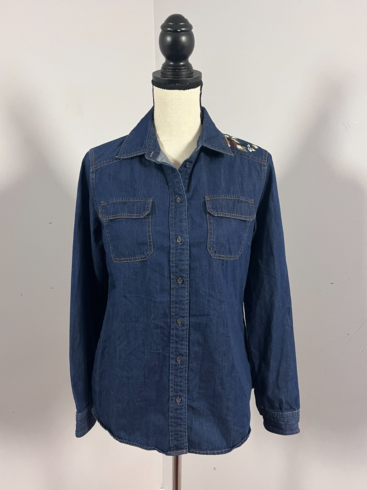 Pendleton Denim Button Front Shirt Embroidered Fl… - image 1
