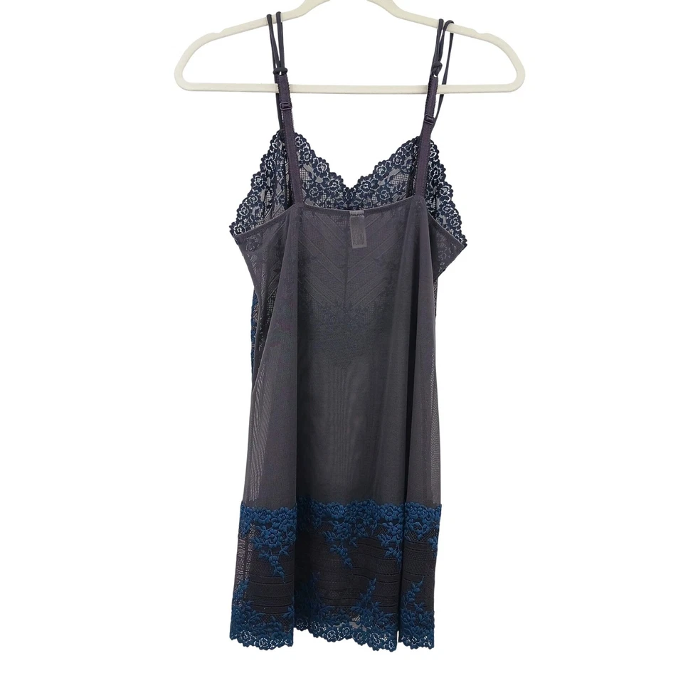 Wacoal Embrace 蕾丝 Chemise 女式大号透明蕾丝蓝色灰色内衣网眼性感 — 第 3/4 张图片