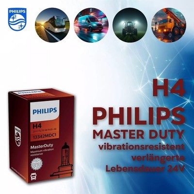 Philips H4 Master Duty 24V 75/70W P43t-38 LKW Lampe Bus Bau & Nfz robust ECE x1