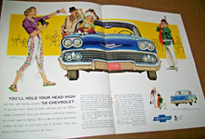 1958 Chevy Bel Air mid-size-mag centerfold car ad - Old West USA family vacation