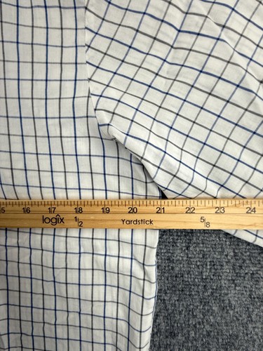 Camisa Viyella Algodón Rica Hecha en Inglaterra Azul Blanco Cuadros Abotonada Manga Corta - Imagen 6 de 13