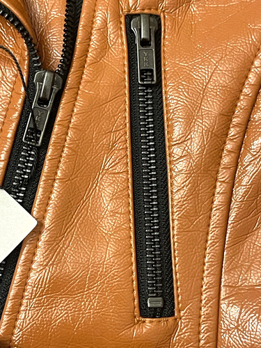 Veste moto Camila Coelho Florencia neuve avec étiquette caramel femme S simili cuir fausse fourrure - Photo 16/21