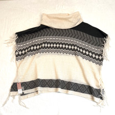 Lane Bryant New Cowl Neck Fair Isle Fringe Poncho Women's One Size Fits Most